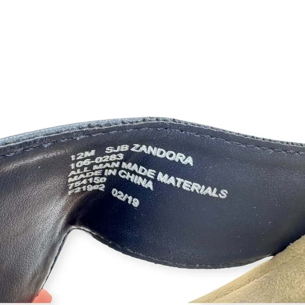 St. John Bay Zandora Blue‎ Nautical Faux Leather Wedge Tong Sandals 12M Comfort